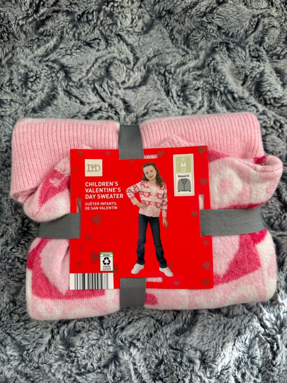 NWTS Lily and Dan Children's Valentine's Day Heart Sweater - L&D Pink Sz M 7/8